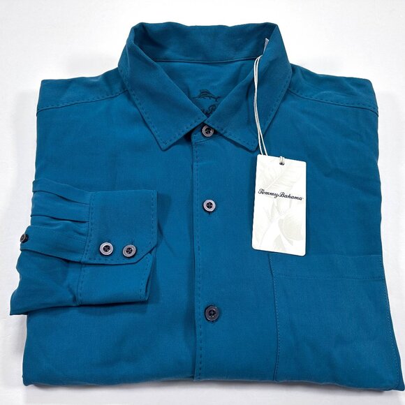 Tommy Bahama Other - Tommy Bahama M Men’s Catalina Twill Silk Blue Long Sleeve Shirt NEW NWT